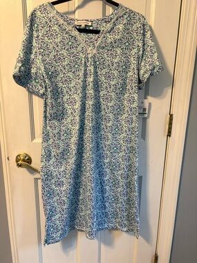 Emily Daniels Blue & White Printed Midi Dress